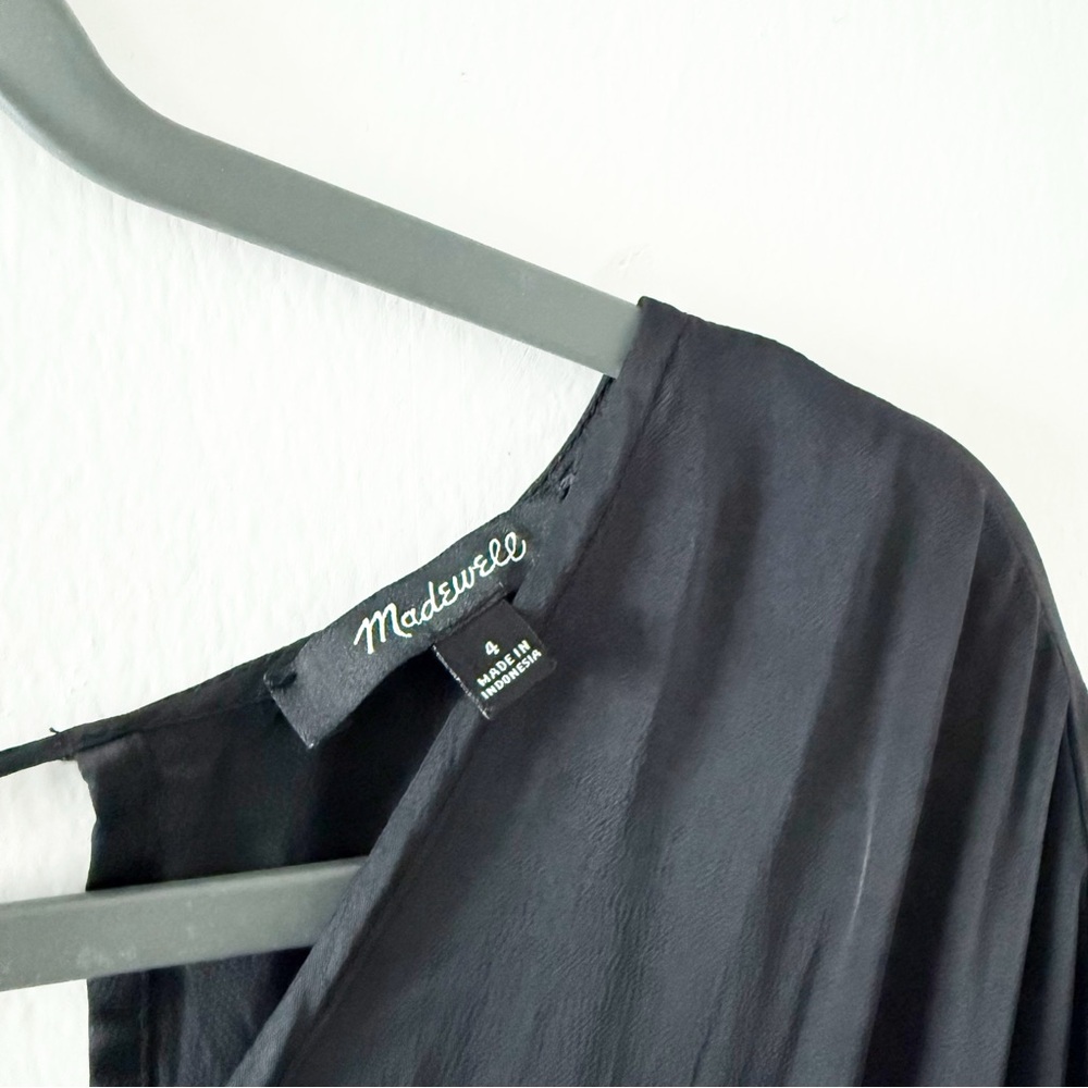 Madewell Black Satin Open-Back Jumpsuit Size 4 - Picture 5 of 9